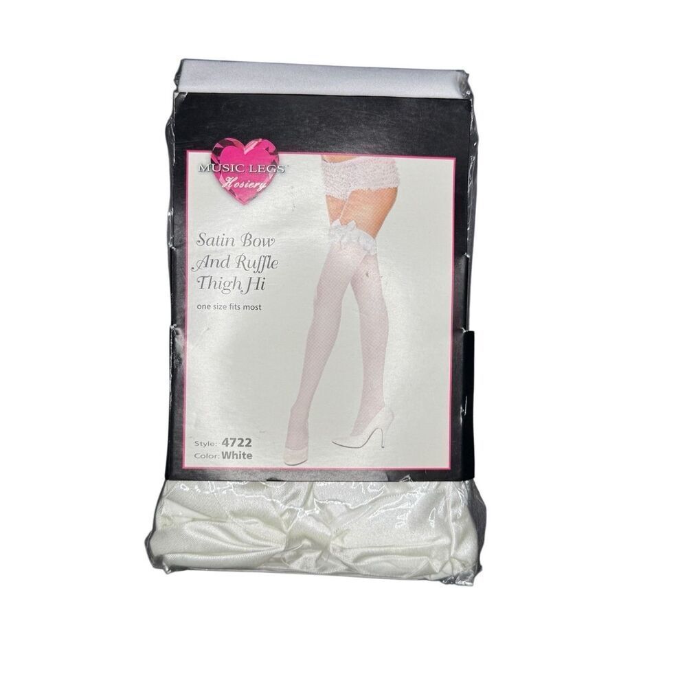 NWT Satin and Bow Thigh High Socks